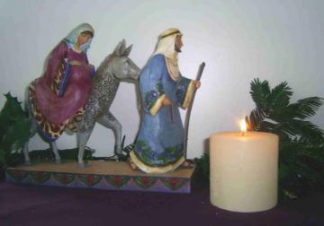 Maria en Jozef adventskijktafel