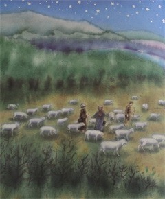 herders met kudde, detail, ster van bethlehem